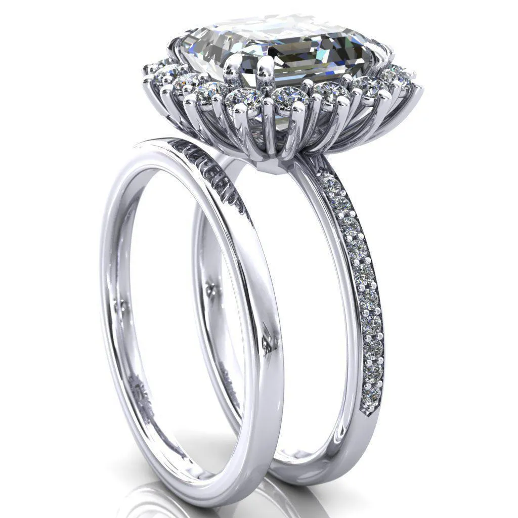 The Duchess Asscher Moissanite Diamond Cluster Halo Ring