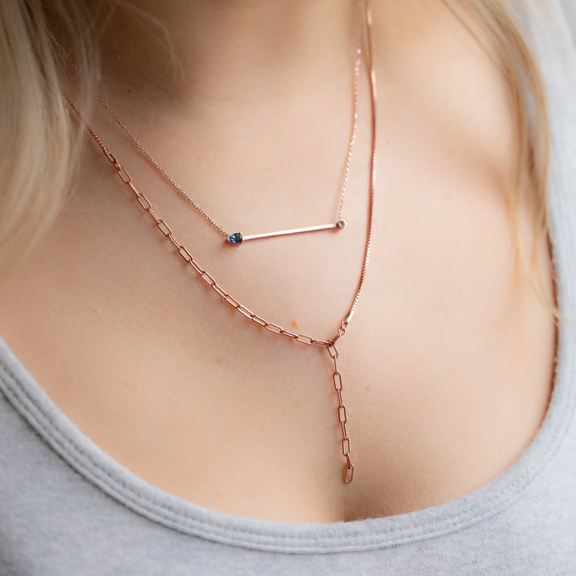 The Montana Sapphire Horizon Necklace | 10K Rose Gold