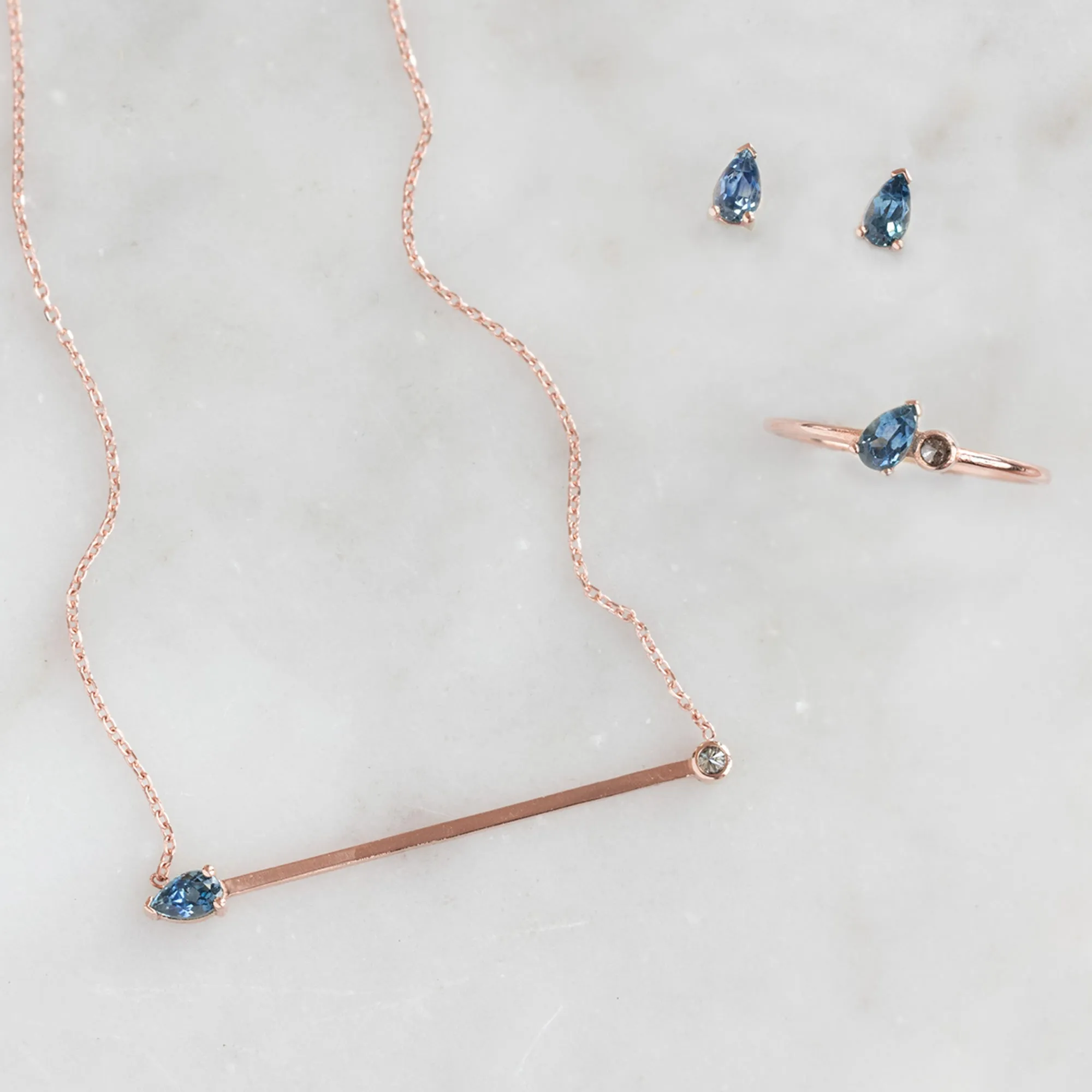 The Montana Sapphire Horizon Necklace | 10K Rose Gold