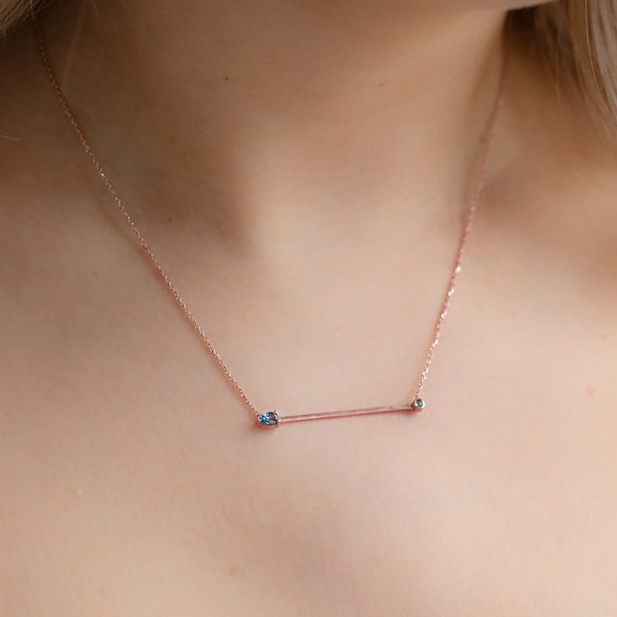 The Montana Sapphire Horizon Necklace | 10K Rose Gold