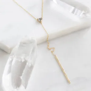 The Trillion Salt and Pepper Diamond Lariat Necklace | 14K Yellow Gold