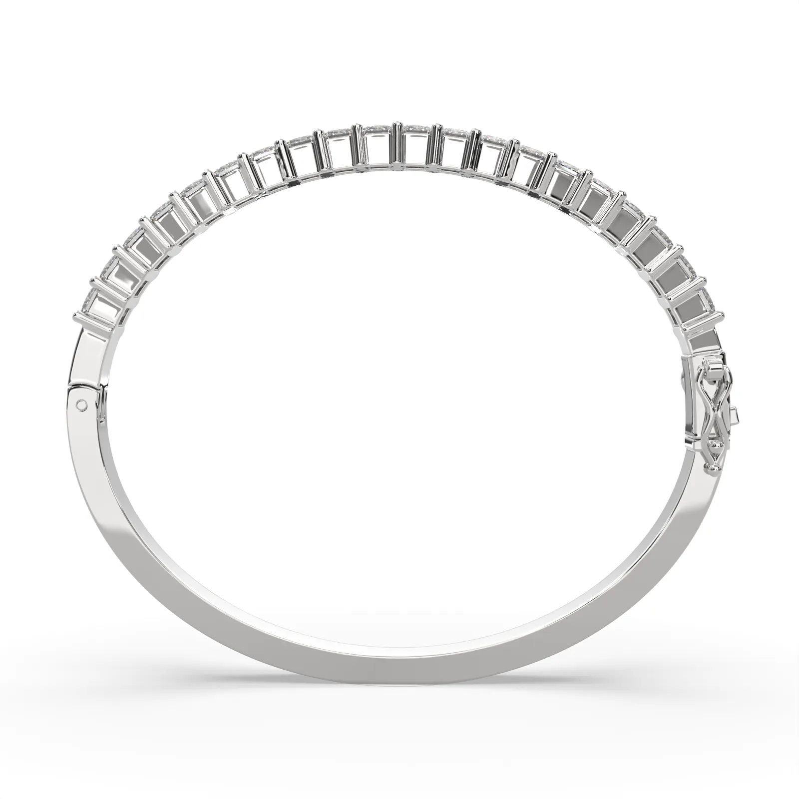 Thessaly Princess Cut Diamond Bangle Bracelet Shared Prong Hinged (4 ctw)