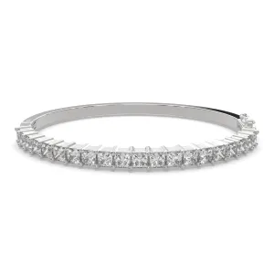 Thessaly Princess Cut Diamond Bangle Bracelet Shared Prong Hinged (4 ctw)