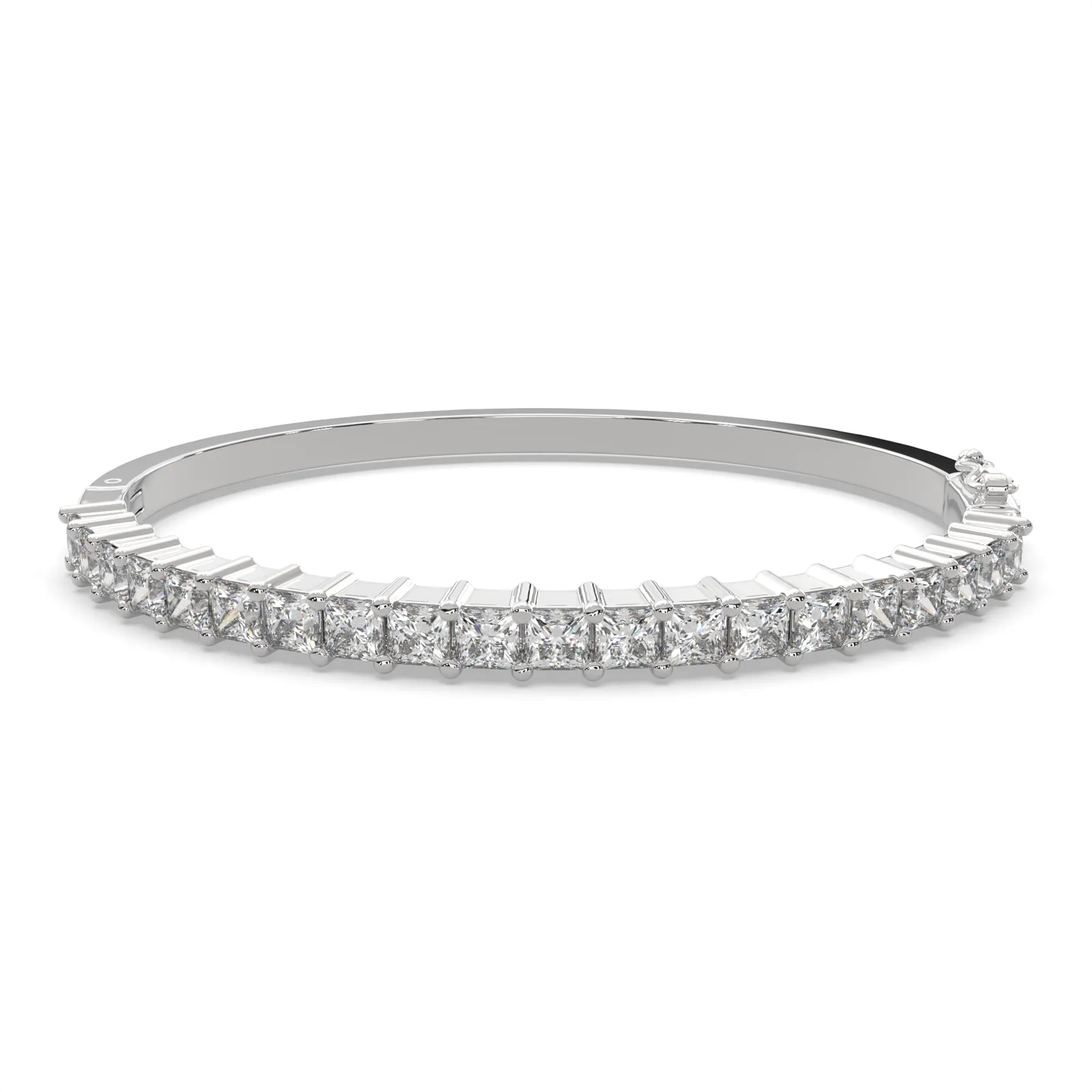 Thessaly Princess Cut Diamond Bangle Bracelet Shared Prong Hinged (4 ctw)