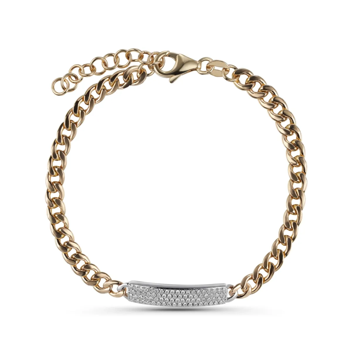 Thick Chain Diamond Tag Bracelet