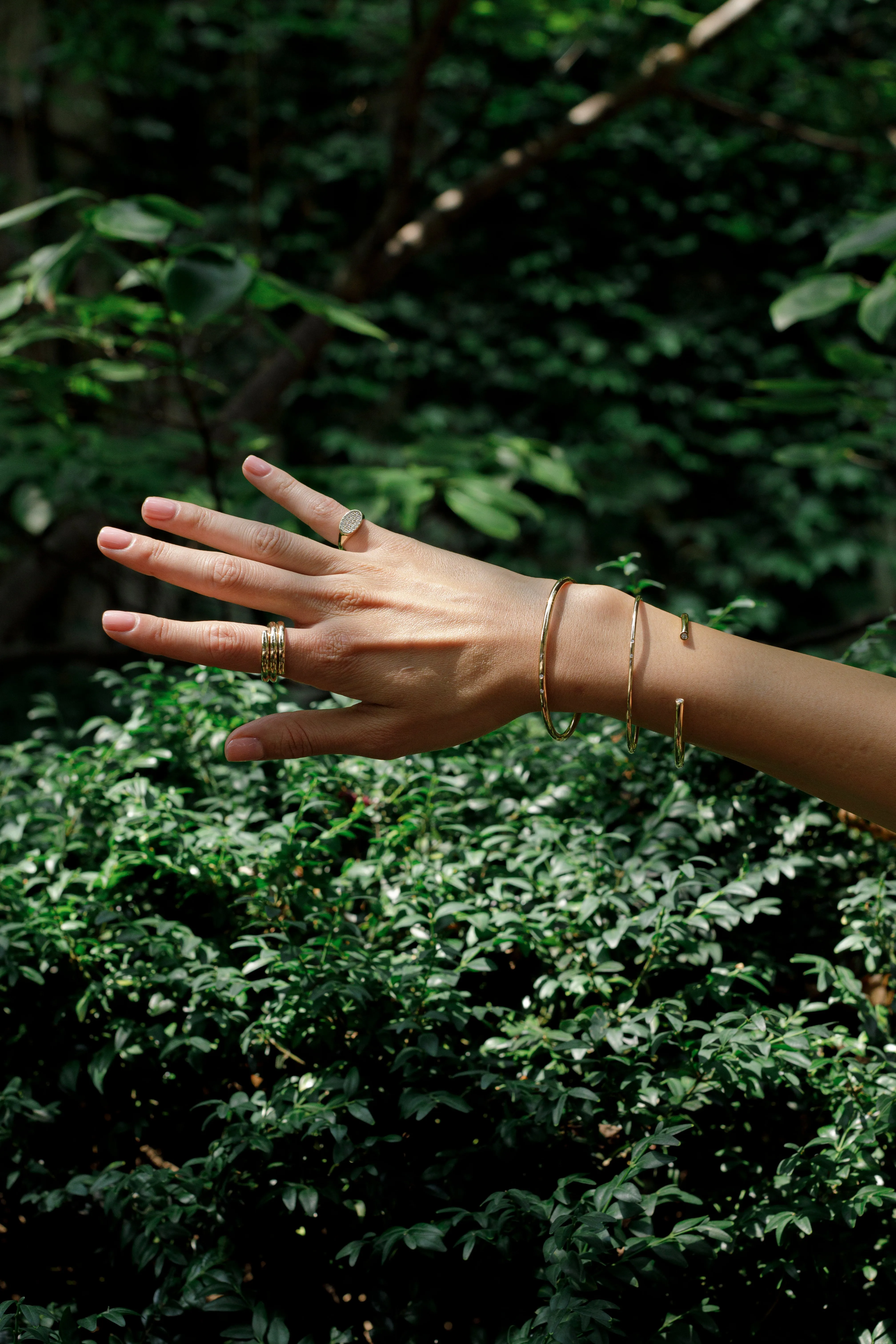 Thin Gold & Diamonds Coil Cuff
