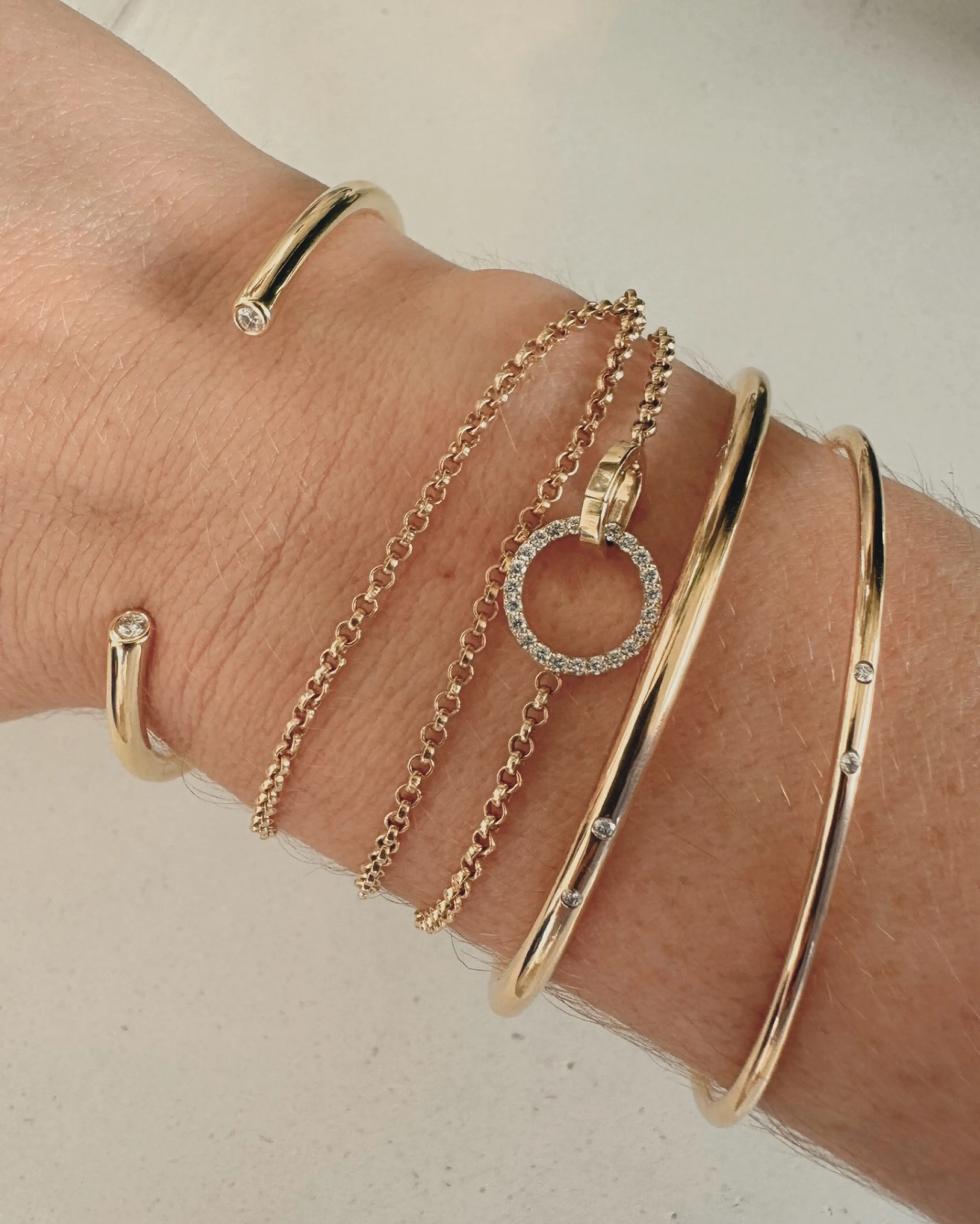 Thin Gold & Diamonds Coil Cuff