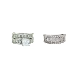 Three Piece Set Engagement Rings (Silver)