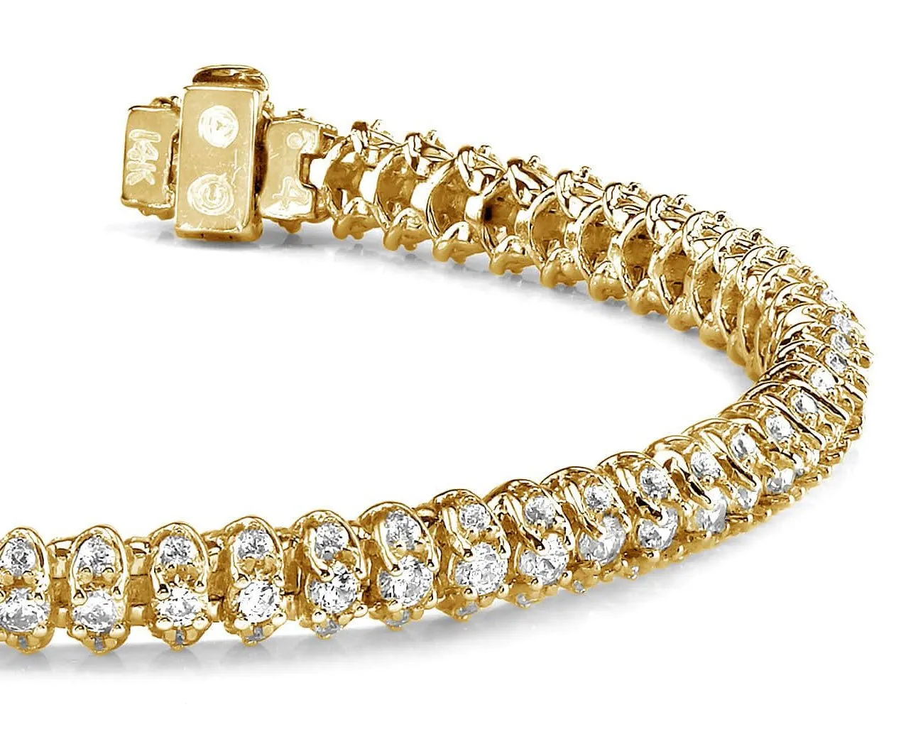 Three Row Diamond Scoop Link Diamond Bracelet with 7.01 ct.(finished) 1.7mm, 3mm