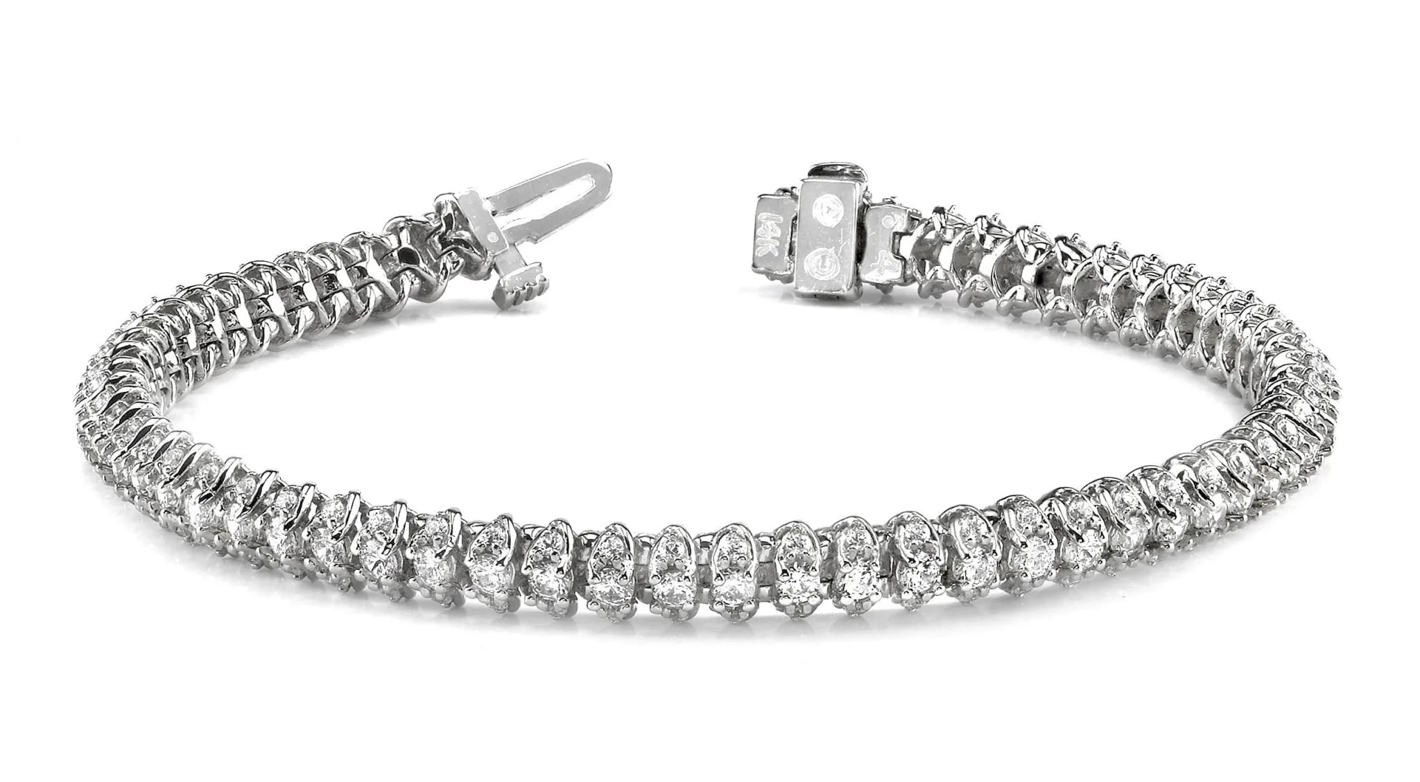 Three Row Diamond Scoop Link Diamond Bracelet with 7.01 ct.(finished) 1.7mm, 3mm