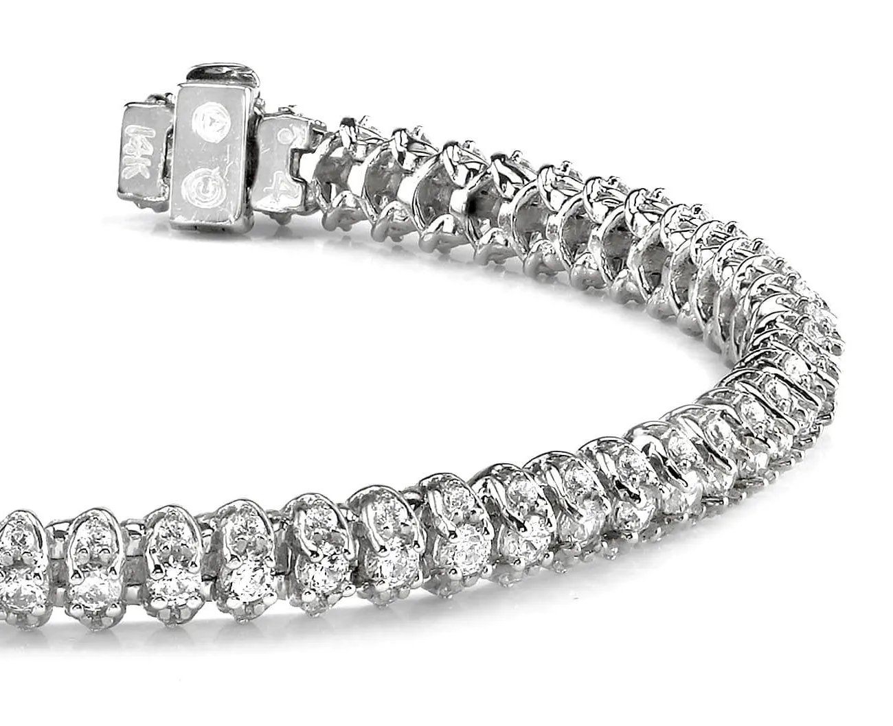 Three Row Diamond Scoop Link Diamond Bracelet with 7.01 ct.(finished) 1.7mm, 3mm