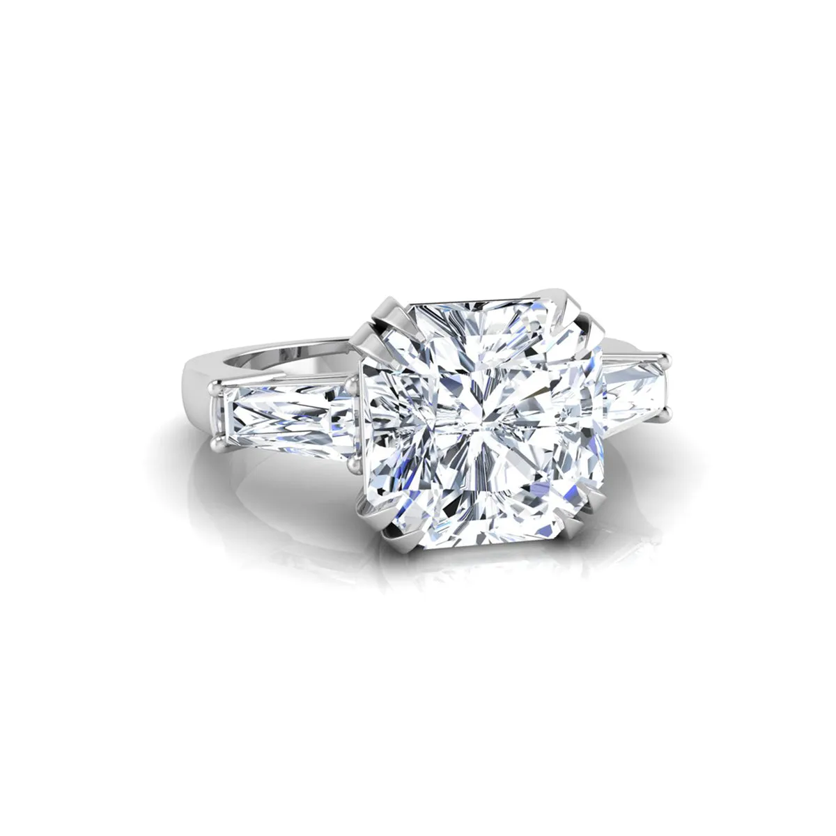 Three Stone Past Present Future Ring Asscher Cut