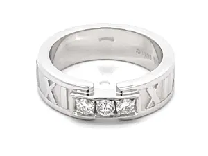 Tiffany & Co. Atlas X Diamond Wedding Band Ring in 18k White Gold