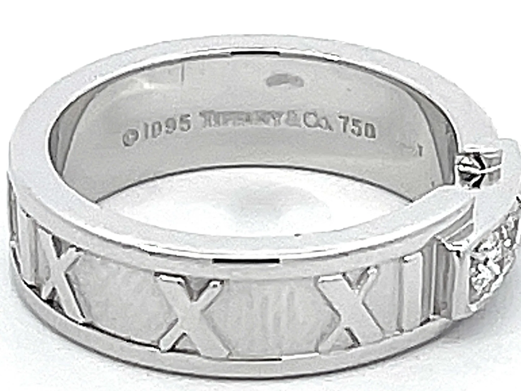 Tiffany & Co. Atlas X Diamond Wedding Band Ring in 18k White Gold
