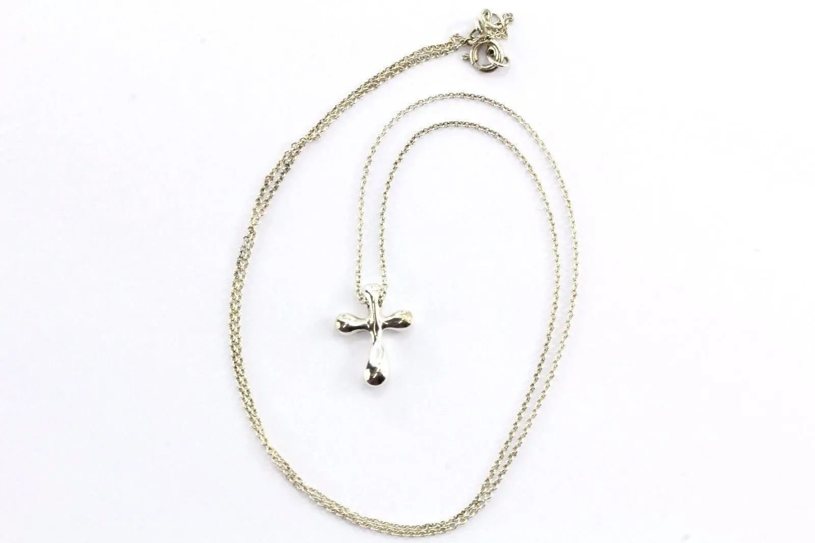 Tiffany & Co Sterling Silver Elsa Peretti Cross Pendant Necklace 20"