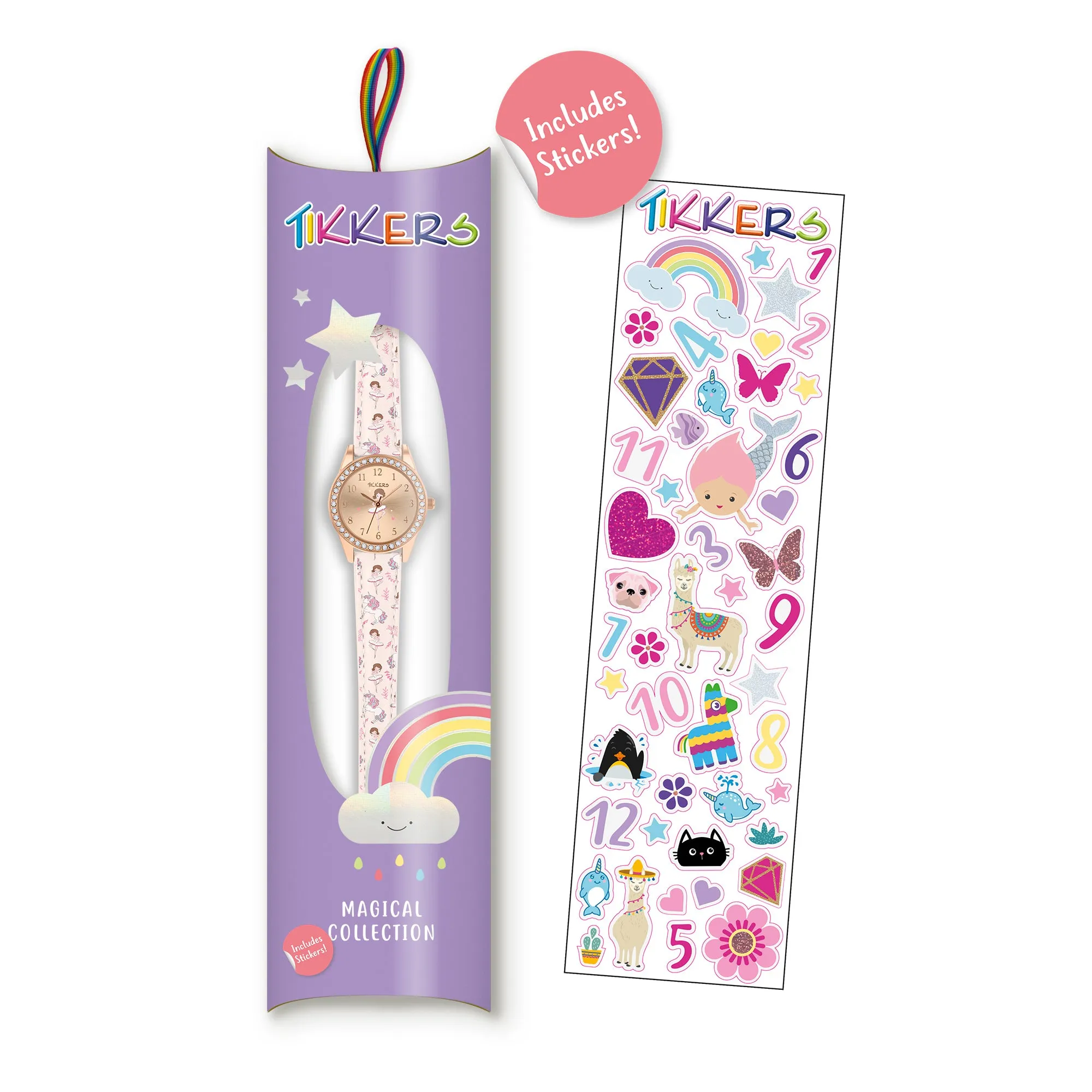 Tikkers Pink Strap Stone Set Ballet Dancer Watch