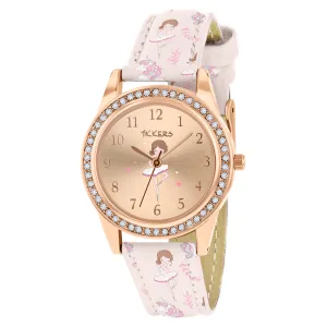 Tikkers Pink Strap Stone Set Ballet Dancer Watch