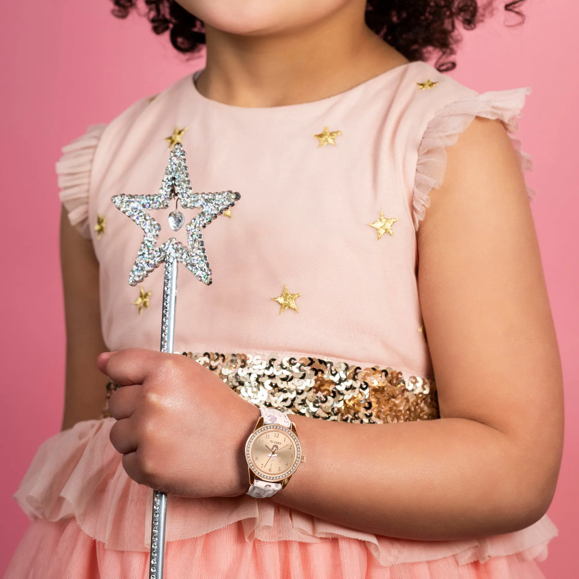 Tikkers Pink Strap Stone Set Ballet Dancer Watch