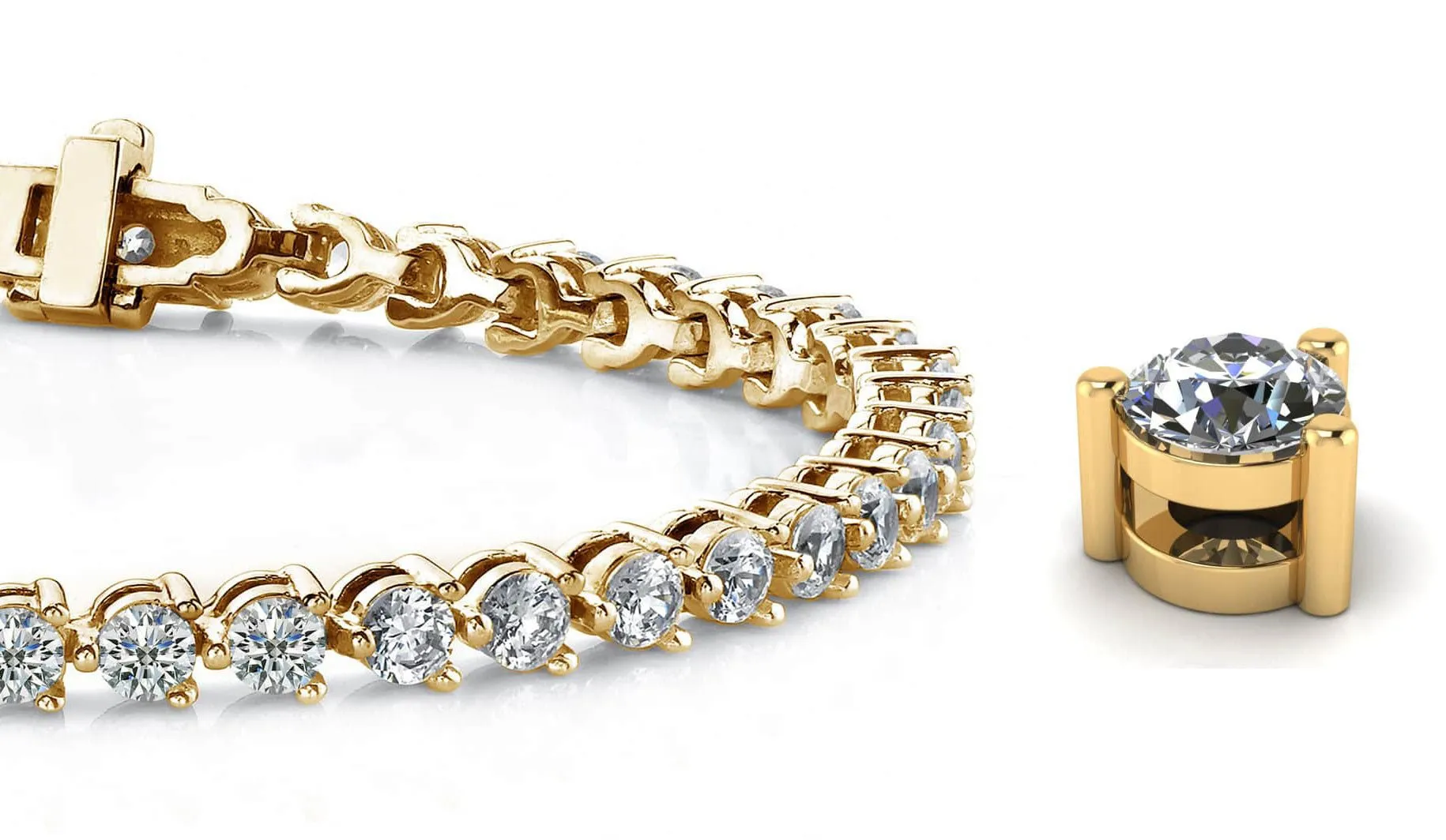 Timeless Three Prong Lab-Grown Diamond Tennis Bracelet with 16.00 ct.(finished) 5mm