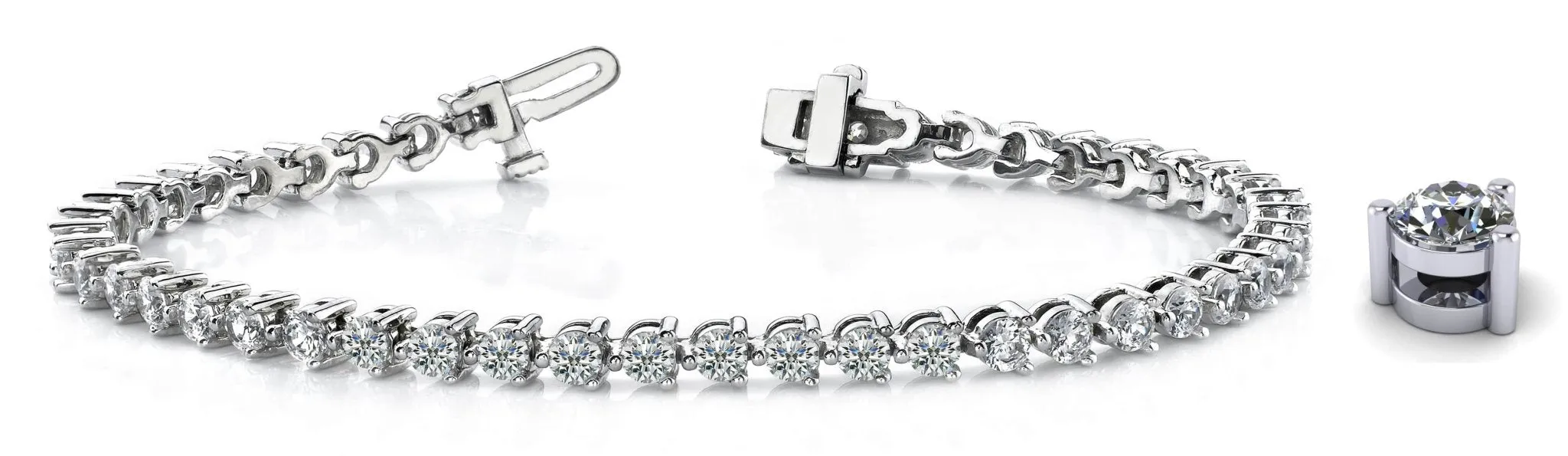 Timeless Three Prong Lab-Grown Diamond Tennis Bracelet with 16.00 ct.(finished) 5mm