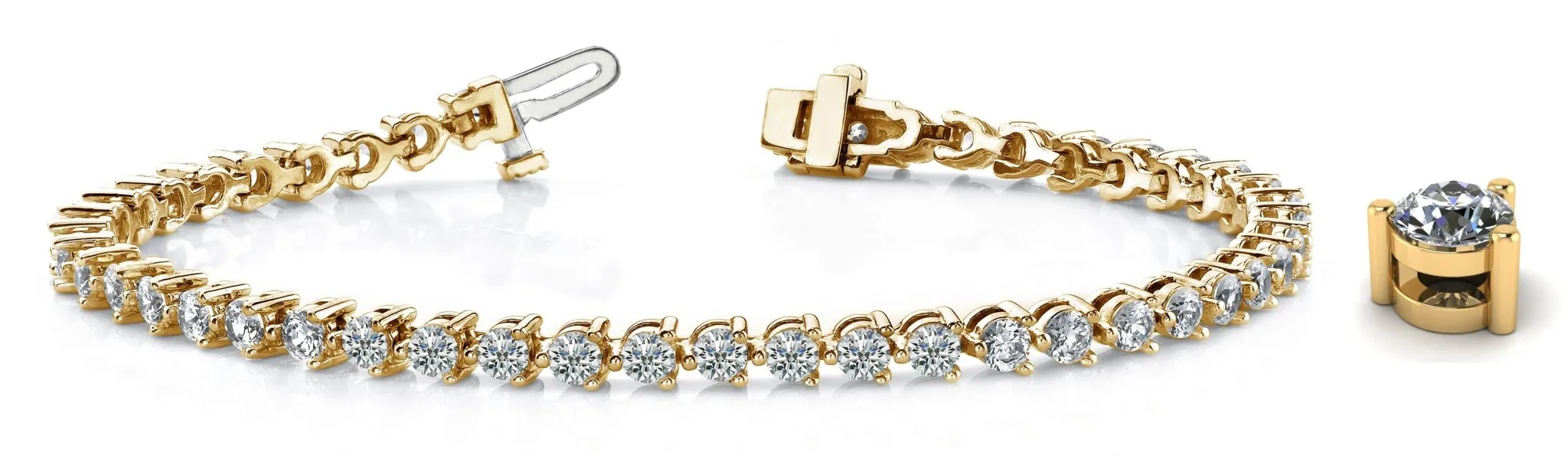 Timeless Three Prong Lab-Grown Diamond Tennis Bracelet with 16.00 ct.(finished) 5mm