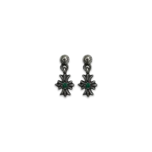 Tiny E Dangle Emerald Earrings