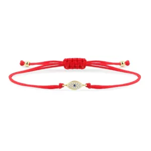 Tiny Gold Evil Eye Charm Red String Protection Bracelet