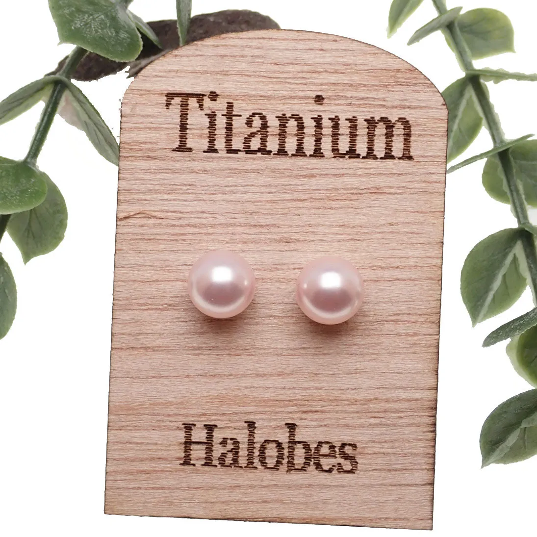 Titanium Swarovski Blush Pearl Earrings