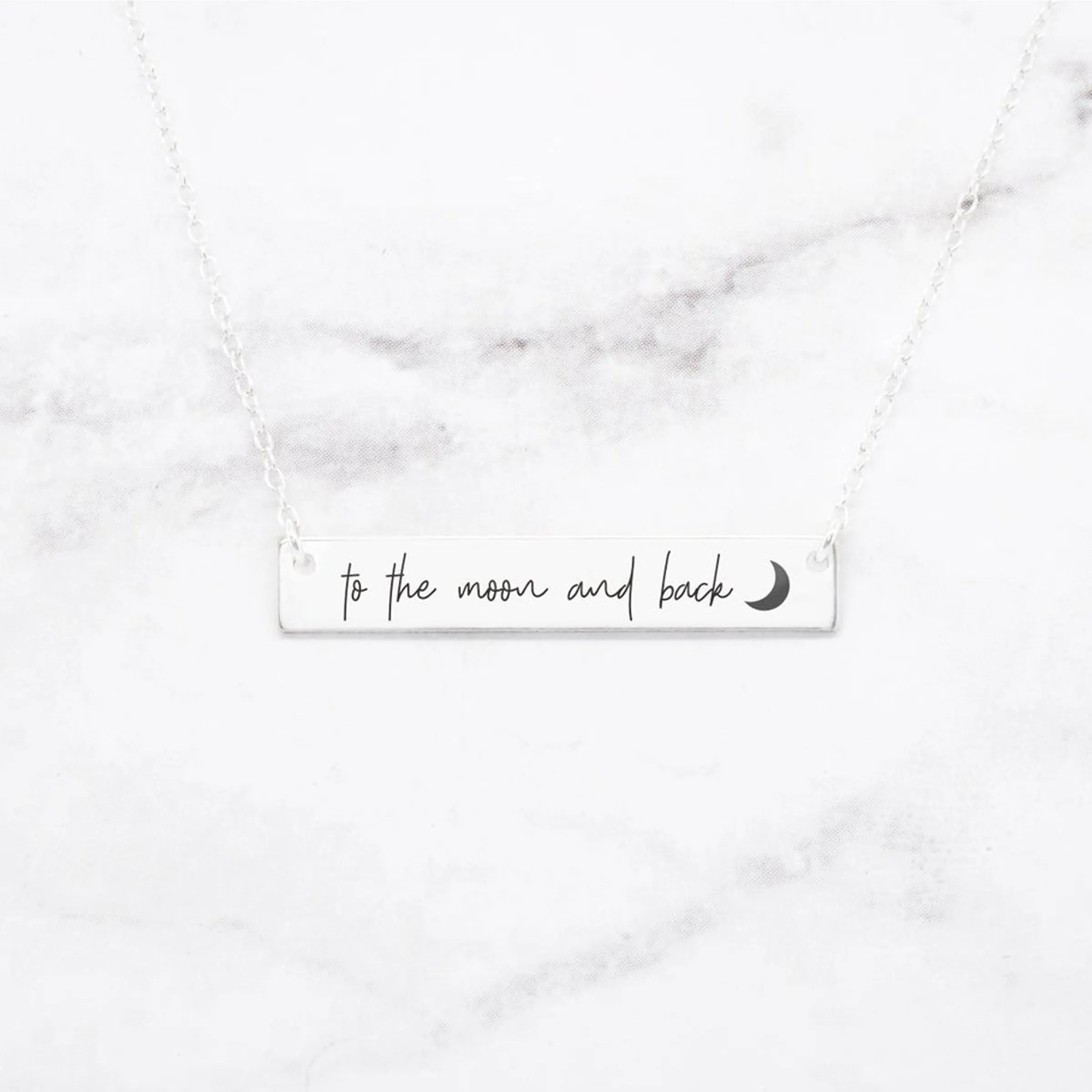 To The Moon And Back Necklace - Gold Quote Bar Necklace