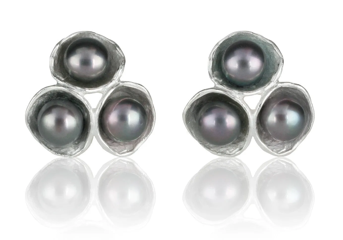 Tri-Pod Pearl Earrings