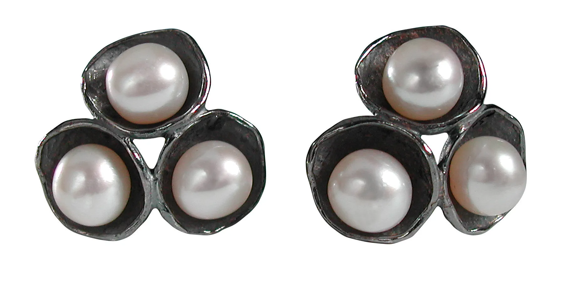 Tri-Pod Pearl Earrings