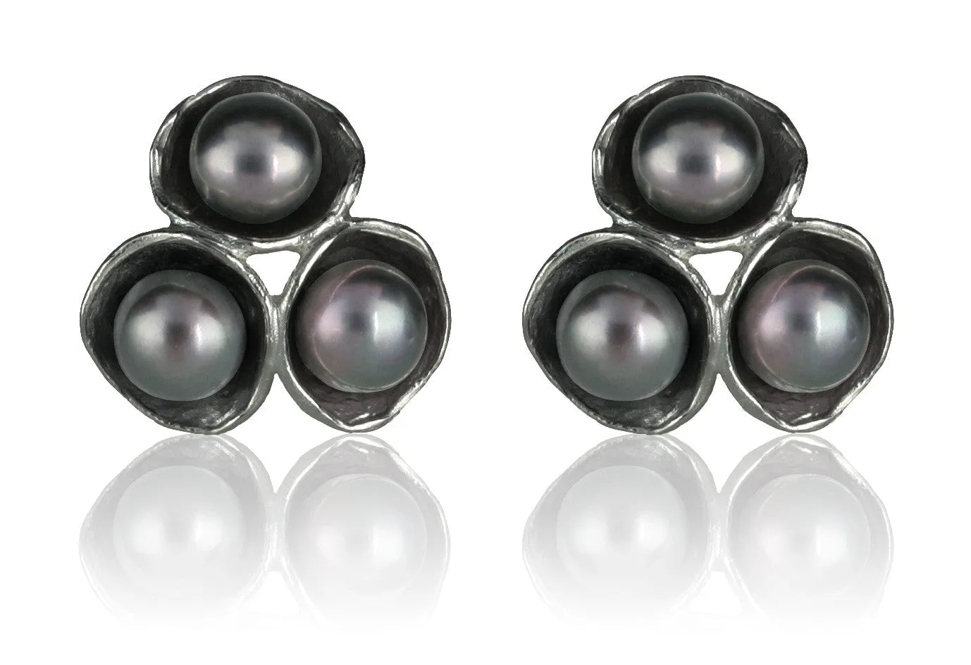 Tri-Pod Pearl Earrings