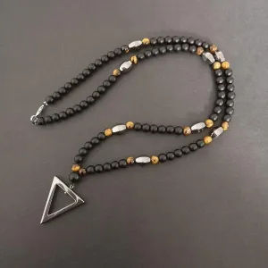 Triangle Tiger3-Eye Stone Beads Pendant
