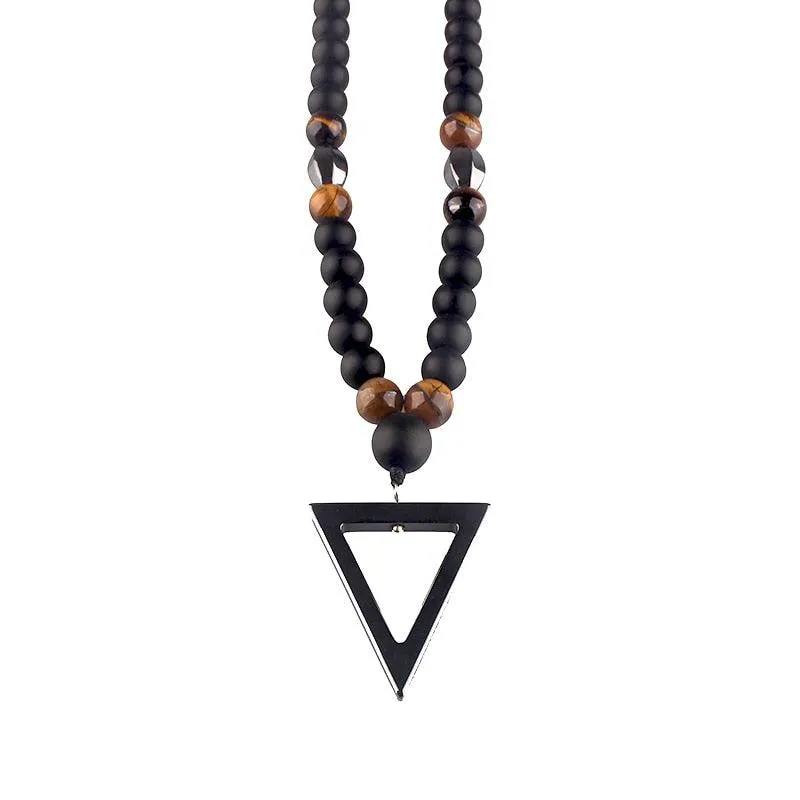 Triangle Tiger3-Eye Stone Beads Pendant