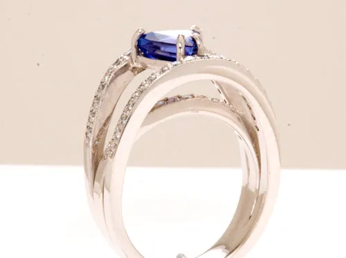 Trilliant Tanzanite Ring with Blue Violet Exceptional Color Designed by Christopher Michael