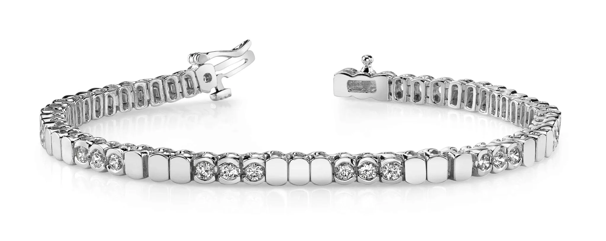 Triple Bezel Diamond Bracelet with 3.78 ct.(finished) 3.75mm