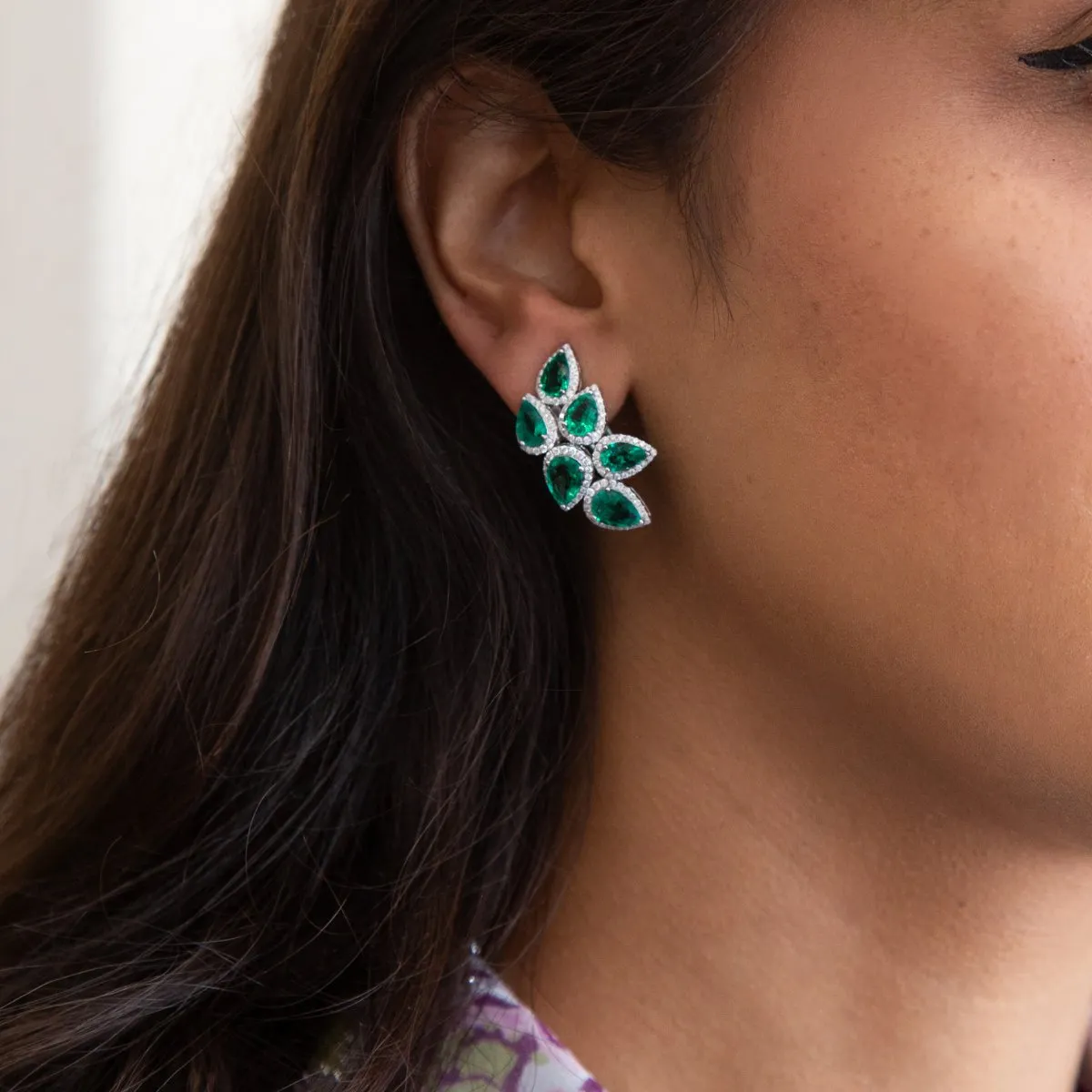 Tropical Paradise Jasmine Emerald Earrings