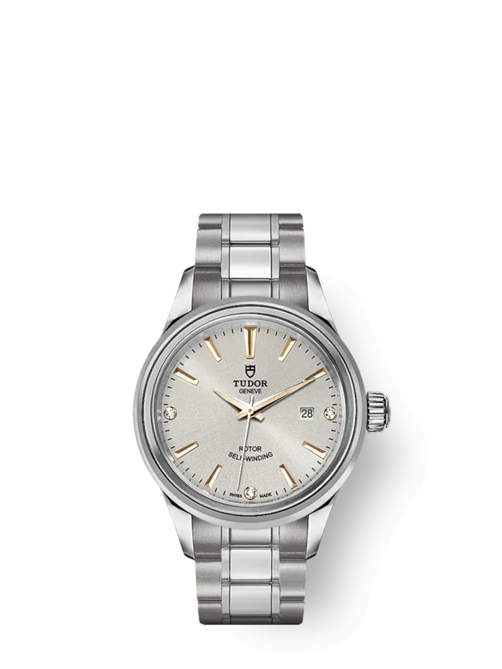 Tudor Style, Stainless Steel and Diamond-set, 28mm, Ref# M12100-0019