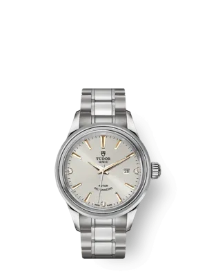 Tudor Style, Stainless Steel and Diamond-set, 28mm, Ref# M12100-0019