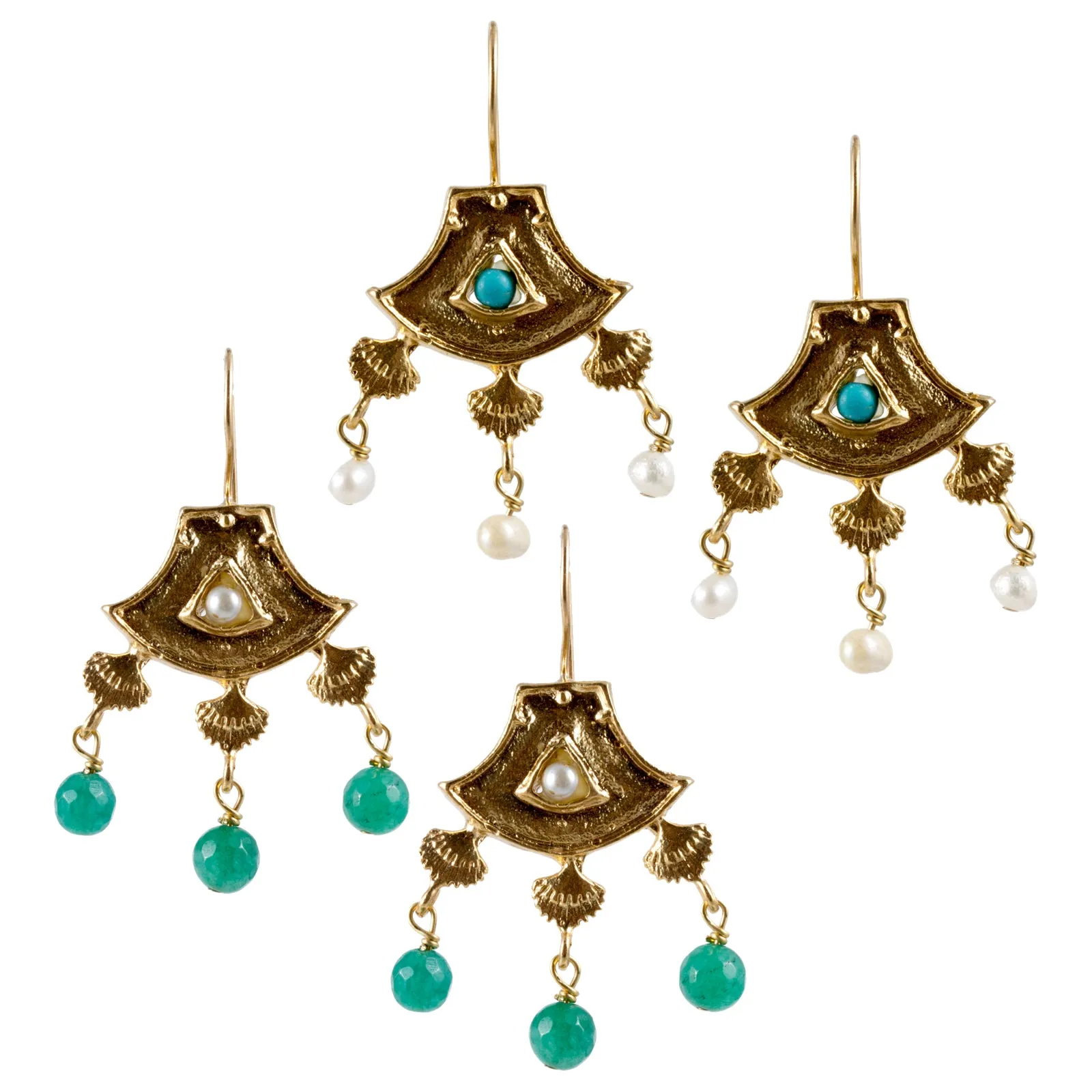 Turkish Delights Earrings: Fan Chandelier Drops (Two Colors)