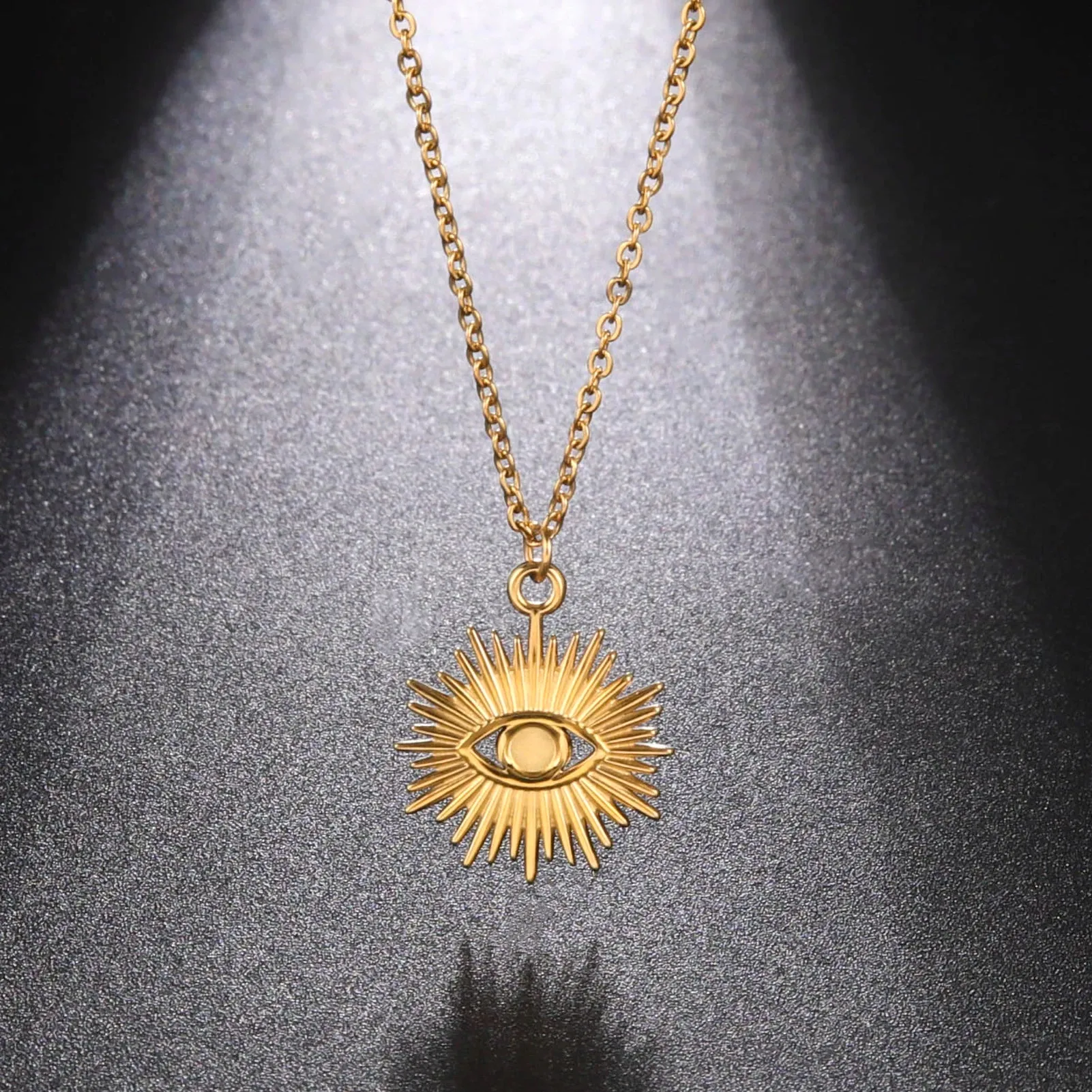 Turkish Evil Eye Pendant Necklace Stainless Steel Jewelry Necklace Chain All Seeing Eye