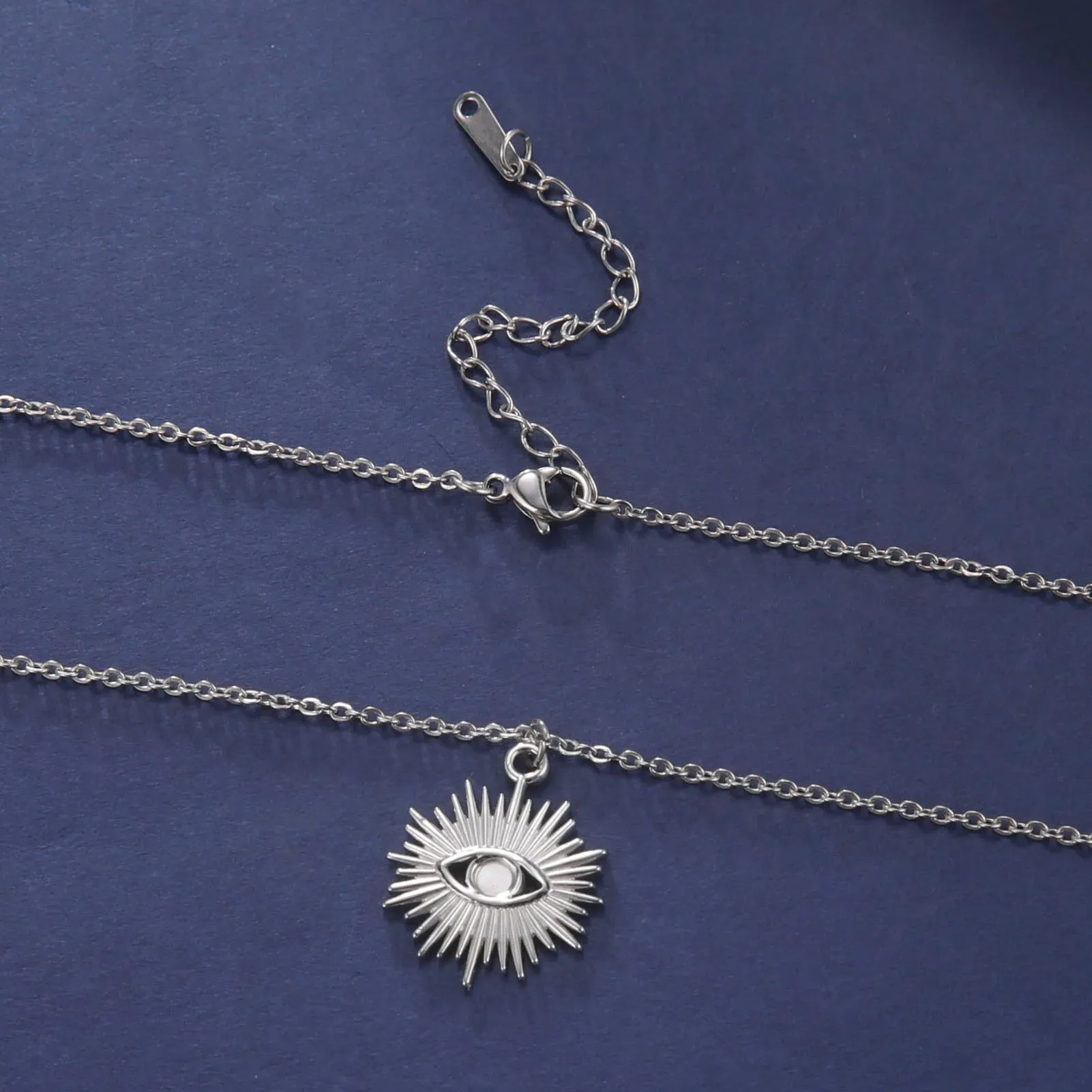 Turkish Evil Eye Pendant Necklace Stainless Steel Jewelry Necklace Chain All Seeing Eye
