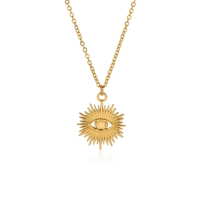 Turkish Evil Eye Pendant Necklace Stainless Steel Jewelry Necklace Chain All Seeing Eye