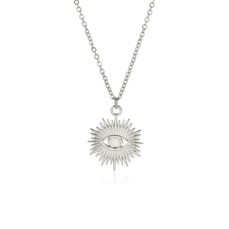 Turkish Evil Eye Pendant Necklace Stainless Steel Jewelry Necklace Chain All Seeing Eye