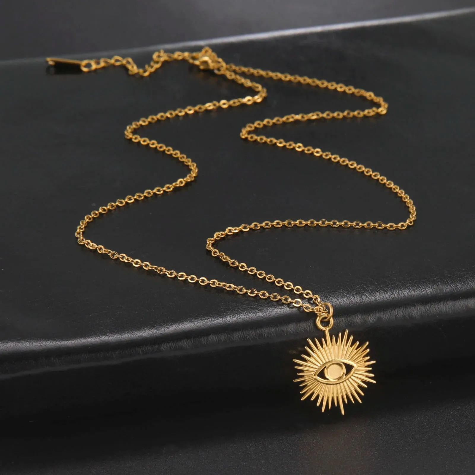 Turkish Evil Eye Pendant Necklace Stainless Steel Jewelry Necklace Chain All Seeing Eye