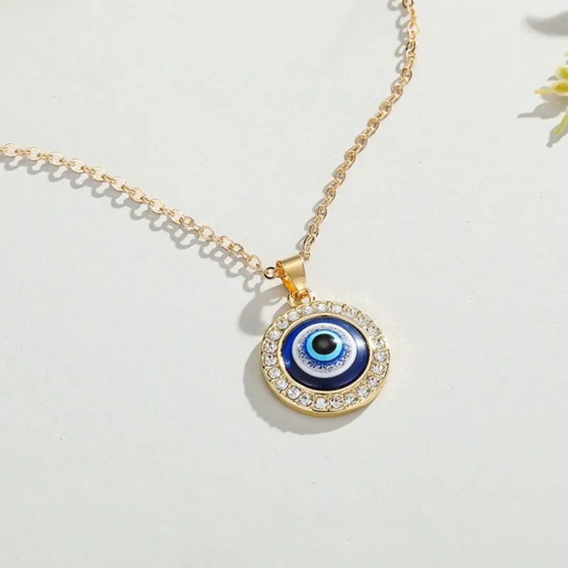 Turkish Evil Eye Thin Pendant Necklaces For Women