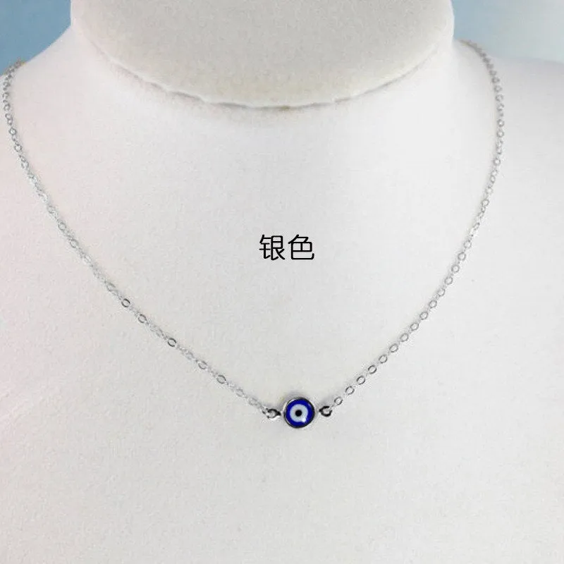 Turkish Evil Eye Thin Pendant Necklaces For Women