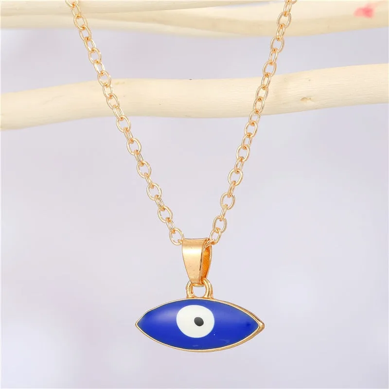 Turkish Evil Eye Thin Pendant Necklaces For Women