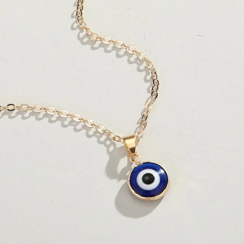 Turkish Evil Eye Thin Pendant Necklaces For Women
