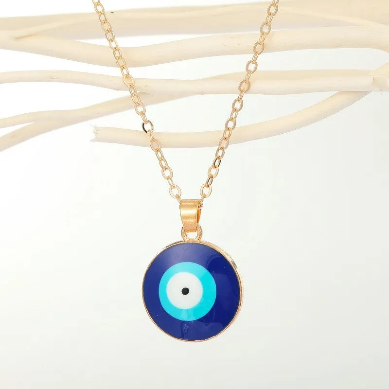 Turkish Evil Eye Thin Pendant Necklaces For Women